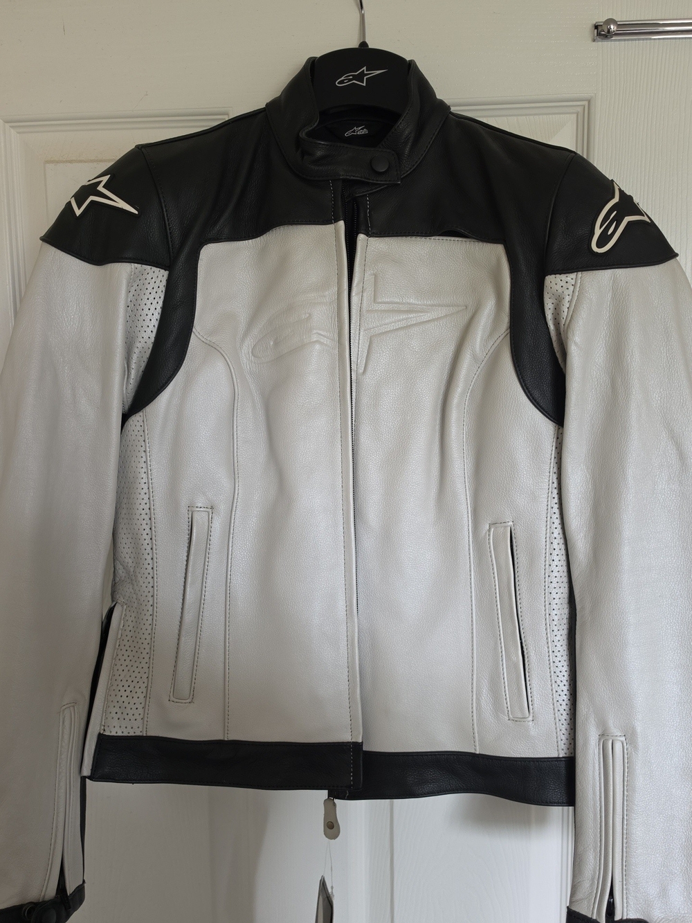 Alpinestars Black & White Women's Leather Street Bike Jacket